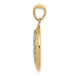 14K and White Rhodium Solid Cut-out St Christopher Medal Round Pendant - Image 2