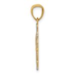 14K and White Rhodium BAPTISM with Praying Hands Scalloped Edge Round Pendant - Image 2