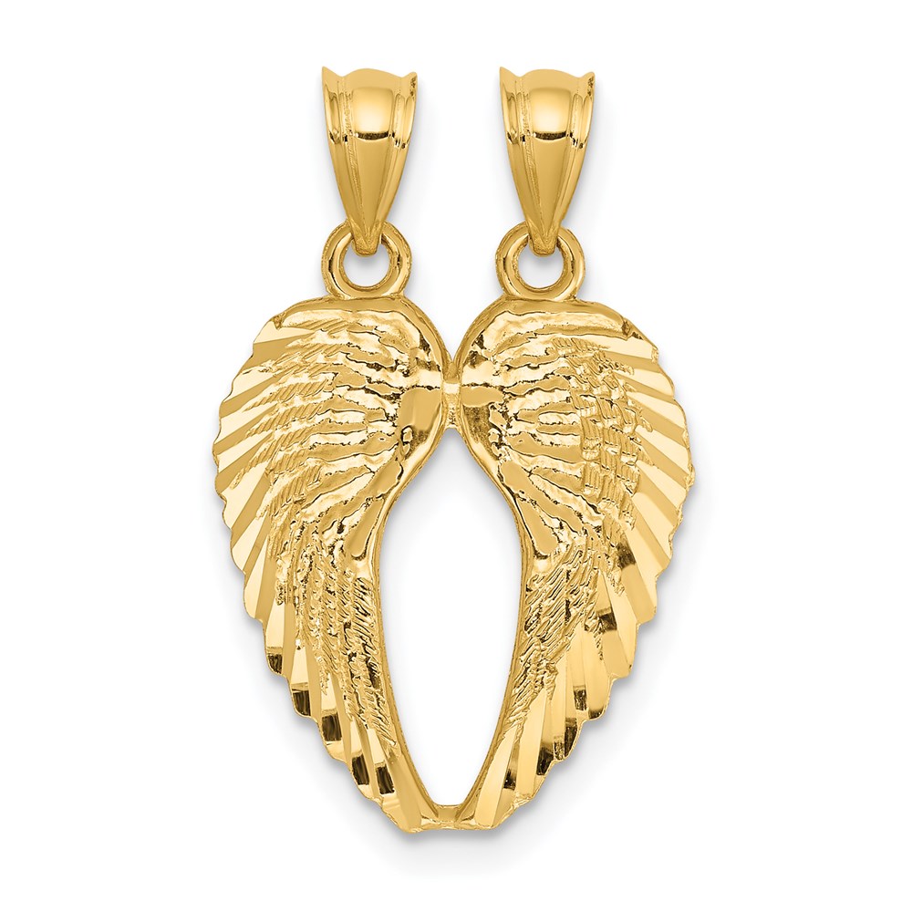 C4528.jpg 14k Two-Piece Break-Apart Diamond-cut Wings Pendant - Image 1