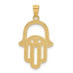 14K and White Rhodium Textured Hamsa and Evil Eye Pendant - Image 3