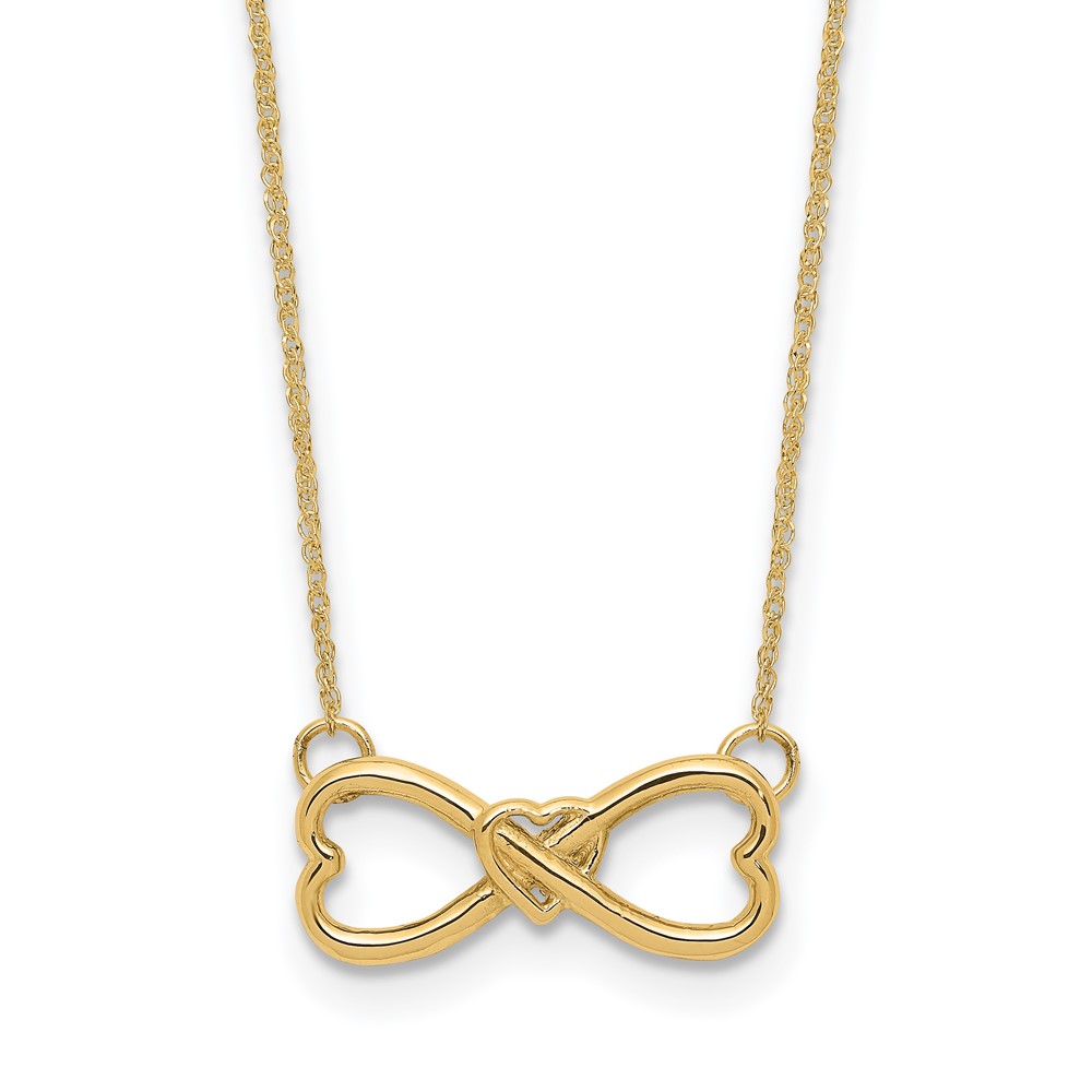 C4536-18.jpg 14k Polished Infinity Symbol with Heart Center 18 inch Necklace - Image 1