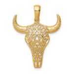 14K Filigree Steer Skull Pendant