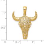 14K Filigree Steer Skull Pendant - Image 2