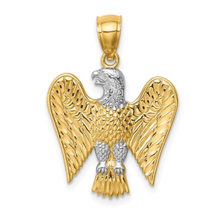 14K and White Rhodium Eagle Pendant