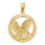 14K and White Rhodium Eagle in Circle Pendant - Image 3
