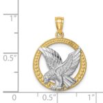 14K and White Rhodium Eagle in Circle Pendant - Image 4