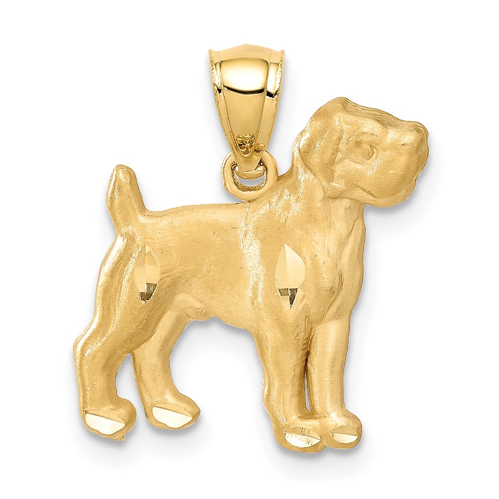 C4618.jpg 14K Satin Diamond-cut Boxer Dog Pendant - Image 1