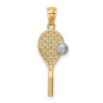 14K and White Rhodium Tennis Racquet and Ball Pendant
