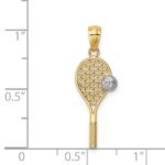 14K and White Rhodium Tennis Racquet and Ball Pendant - Image 4