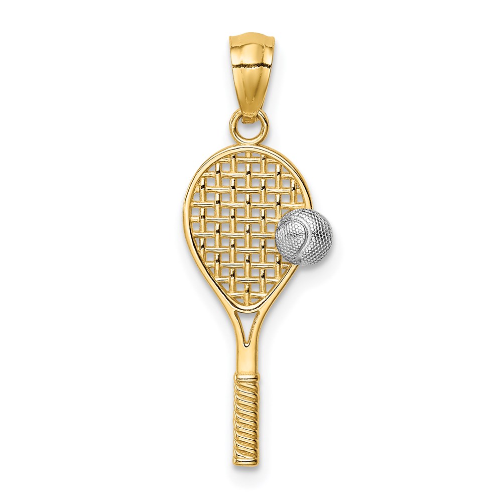 C4630.jpg 14K and White Rhodium Tennis Racquet and Ball Pendant - Image 1