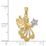 14K and White Rhodium Diamond-cut Angel with a Star Charm - Image 4