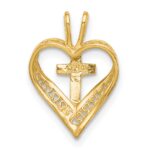 14K Diamond-cut Heart with Cross Chain Slide - Image 3