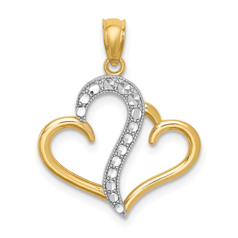 C4667.jpg 14K and White Rhodium Polished Double Heart Pendant - Image 1