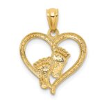 14K Baby Feet in Heart Pendant - Image 3