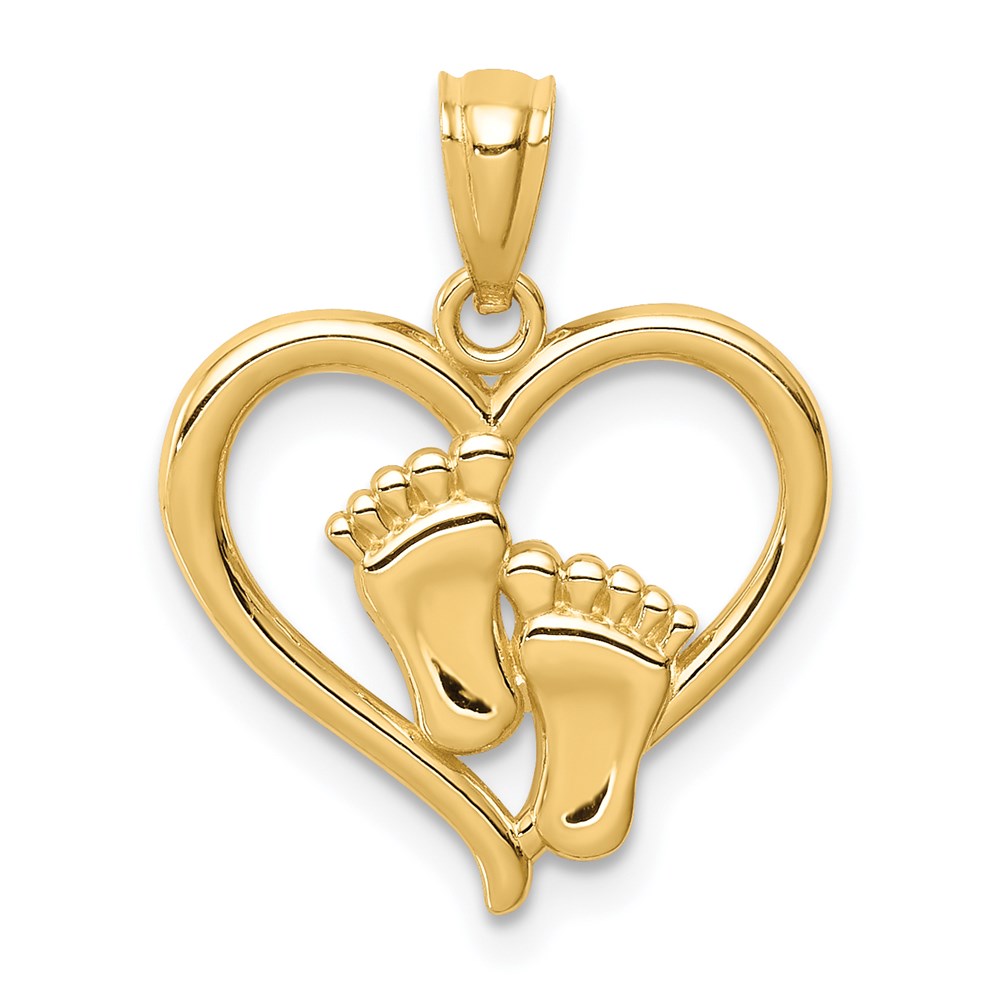 C4671.jpg 14K Baby Feet in Heart Pendant - Image 1