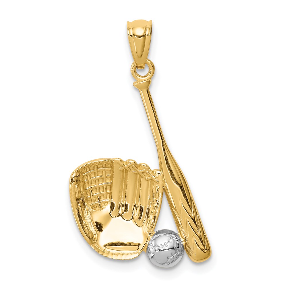 C4686.jpg 14K and White Rhodium Baseball Glove/Bat/Ball Pendant - Image 1