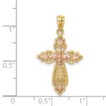 14K Two-Tone Cross Pendant - Image 4