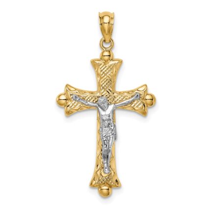 14K Two-Tone Florentine Crucifix Pendant