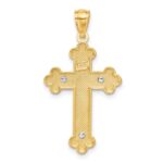 14K Two-Tone with White Rhodium Inri Budded Crucifix - Image 3