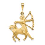 14k Satin Diamond-cut Sagittarius Zodiac Charm