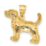 14K Satin Diamond-cut Beagle Dog Pendant - Image 3
