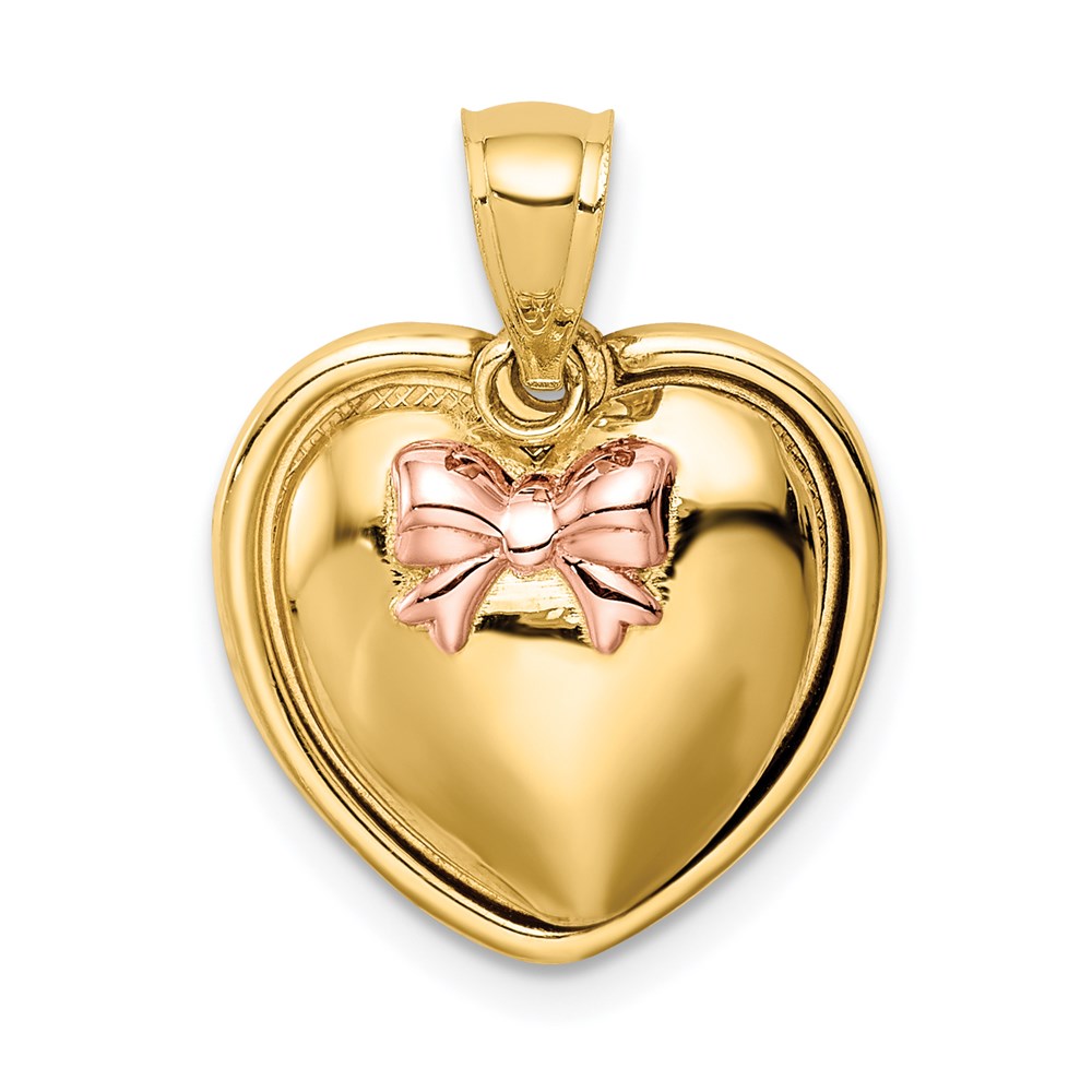 C4751.jpg 14K with Rose Plating Bow I LOVE YOU Inside Heart Pendant - Image 1