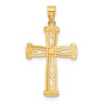 14K and White Rhodium Cross Pendant - Image 3