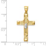 14K and White Rhodium Solid Cross with Rosary Pendant - Image 4