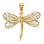 14K and White Rhodium Diamond-cut Dragonfly Pendant - Image 3