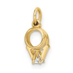 14k CZ Mini 3-D Wedding Rings Charm