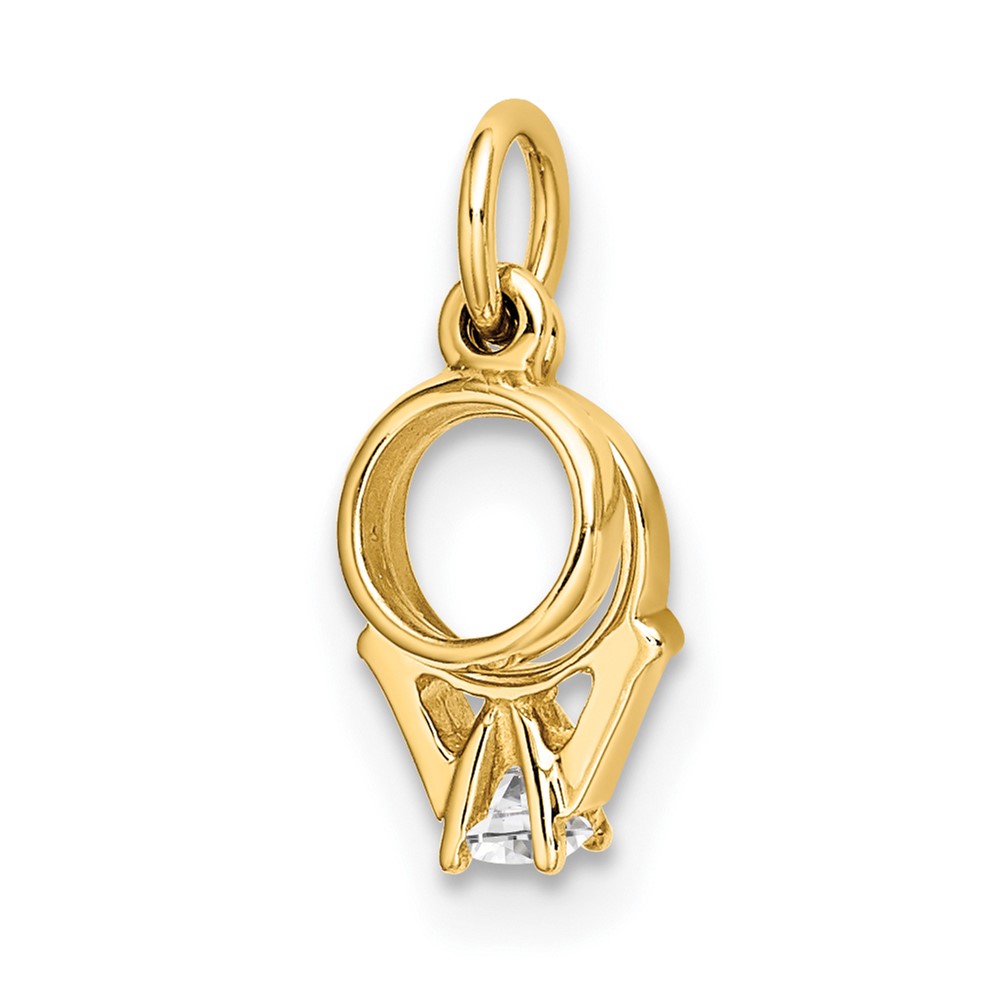 C4799.jpg 14k CZ Mini 3-D Wedding Rings Charm - Image 1