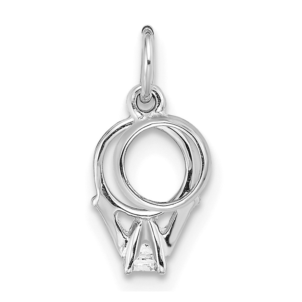 C4799W.jpg 14k White Gold CZ Mini 3-D Wedding Rings Charm - Image 1