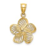 14k Beaded and Polished Plumeria Flower Charm - Image 4