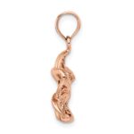 14k Rose Gold Beaded and Polished Plumeria Flower Charm - Image 2