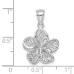 14k White Gold  Beaded and Polished Plumeria Flower Charm - Image 3