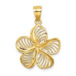 14k Polished and Beaded Plumeria Flower Charm
