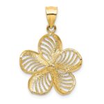 14k Polished and Beaded Plumeria Flower Charm - Image 4