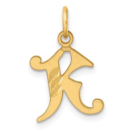 14K Diamond-cut Letter K Initial Charm