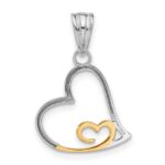 14K Two-tone Diamond-cut Hearts Pendant - Image 3