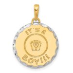 14k and White Rhodium Diamond-cut It's A Boy Pendant