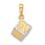 14K and White Rhodium Diamond-cut 3-D Baby Alphabet Block Pendant - Image 3