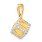 14K and White Rhodium Diamond-cut 3-D Baby Alphabet Block Pendant - Image 4