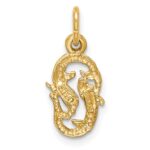 14k Satin Diamond-cut Pisces Zodiac Charm - Image 4
