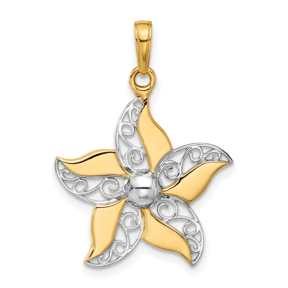 C4872.jpg 14k and White Rhodium Filigree Flower Pendant - Image 1