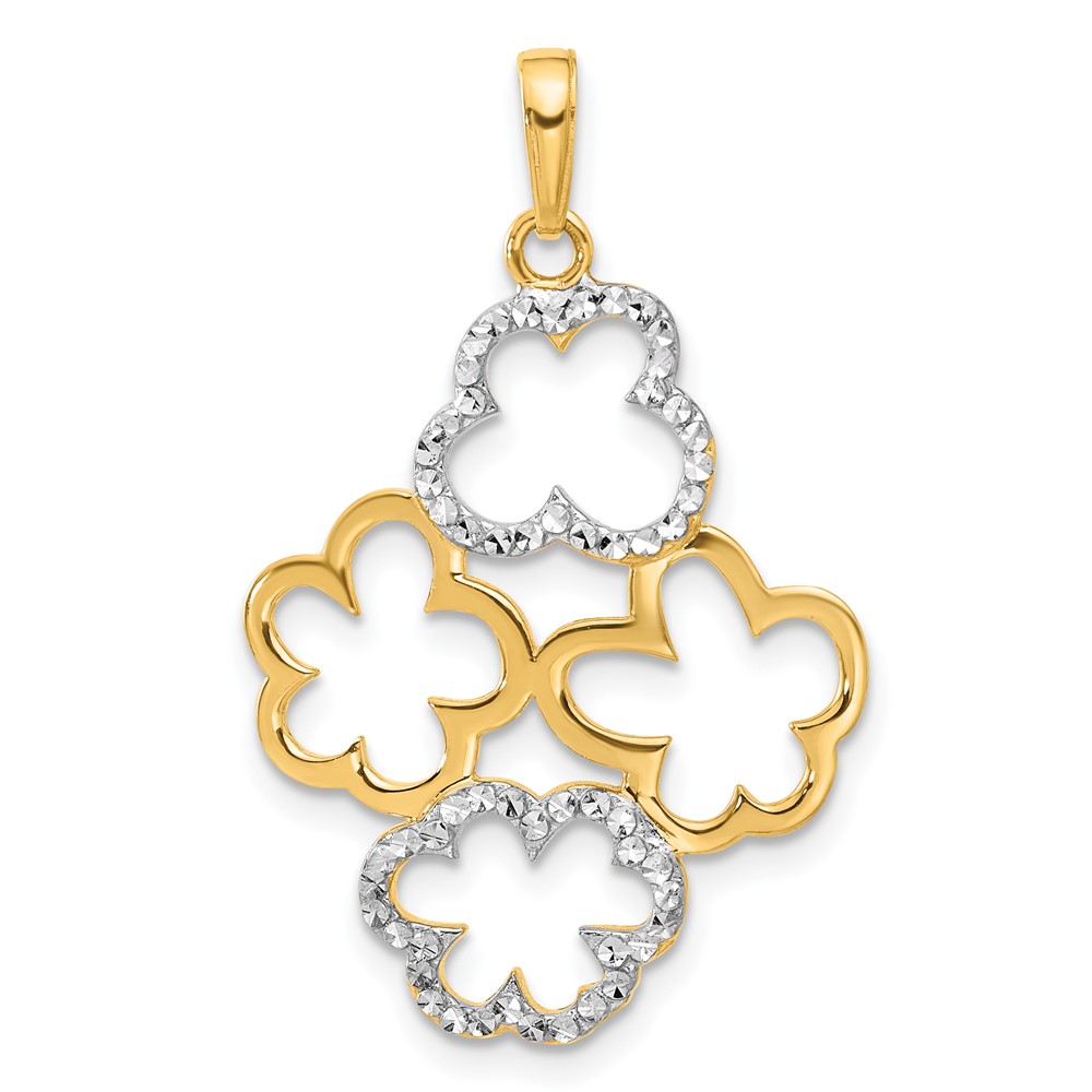 C4873.jpg 14k and White Rhodium Polished and Diamond-cut Flowers Pendant - Image 1