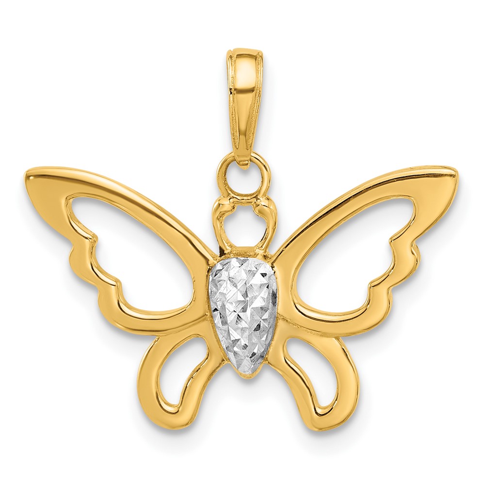 C4876.jpg 14K and White Rhodium Polished and Diamond-cut Butterfly Pendant - Image 1