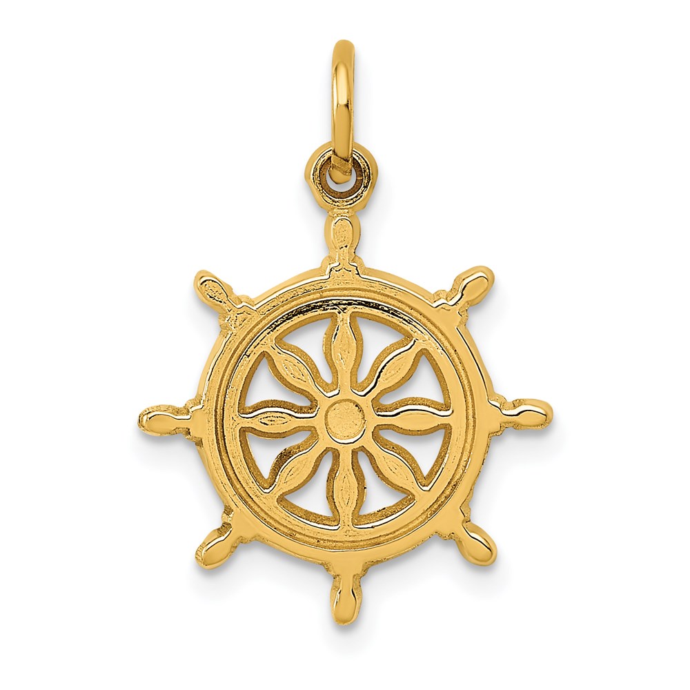 C488.jpg 14k Ships Wheel Charm - Image 1