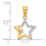 14K and White Rhodium Diamond-cut Stars Pendant - Image 4