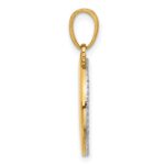 14K and White Rhodium Diamond-cut Blue Enameled Sun and Moon Pendant - Image 2