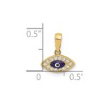 14K Polished CZ and Enamel Evil Eye Pendant - Image 4